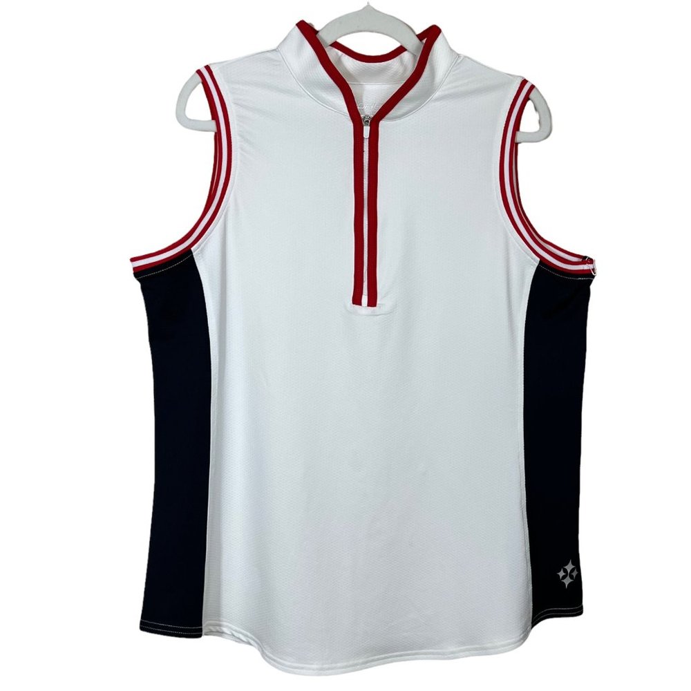 Jofit White and Red Sleeveless Top XL